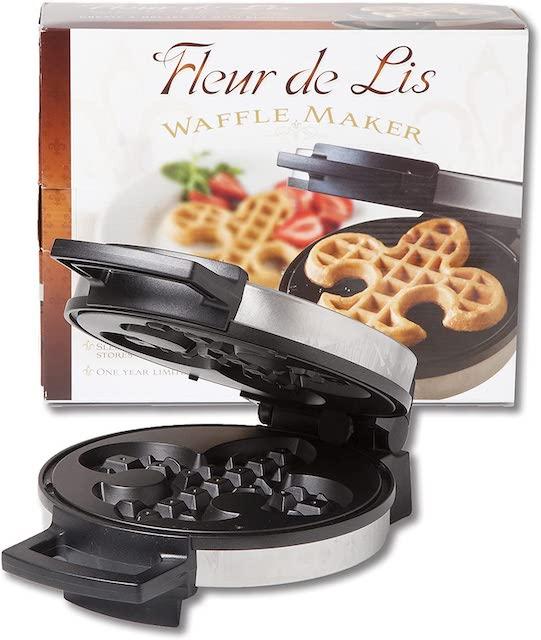 Fleur De Lis Belgian Waffle Maker | Non-stick Waffle Iron | Works Perfectly for Chaffles, Gluten Free or Paleo Pancake And Waffle Mix